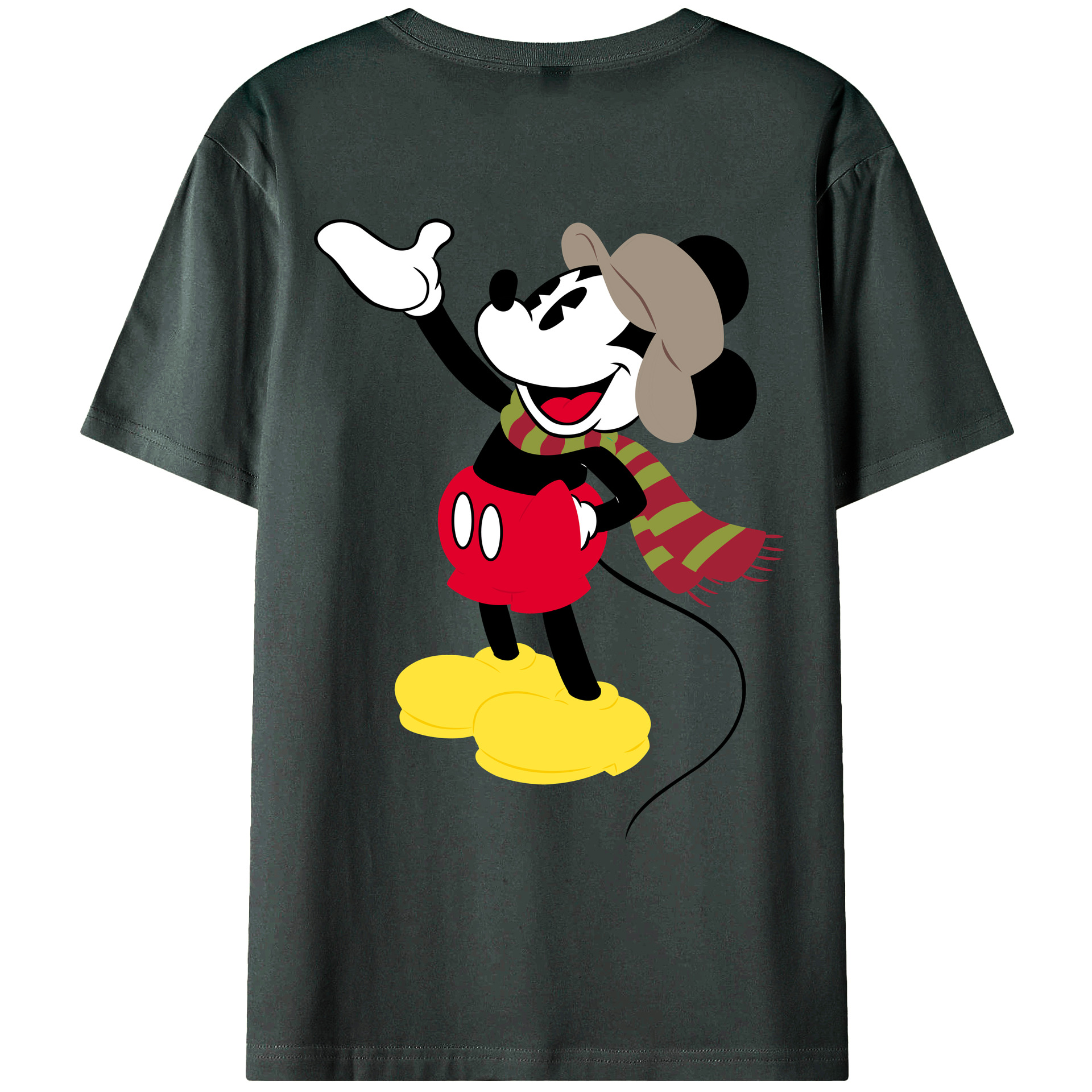 ミッキーマウス Mickey Mouse 綿100％ メンズ半袖Tシャツ（バックプリント） 通気性